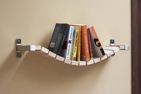 A Bookshelf With a Rope Bridge Look