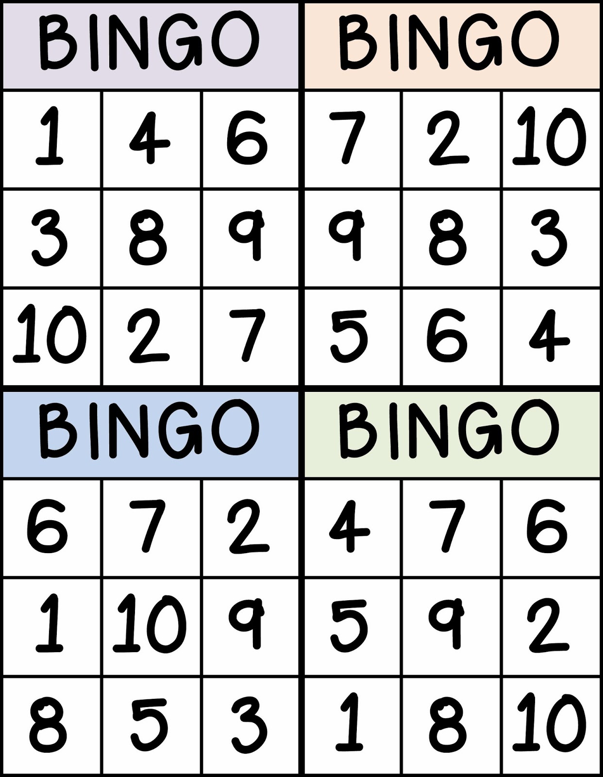 Bingo Card Numbers