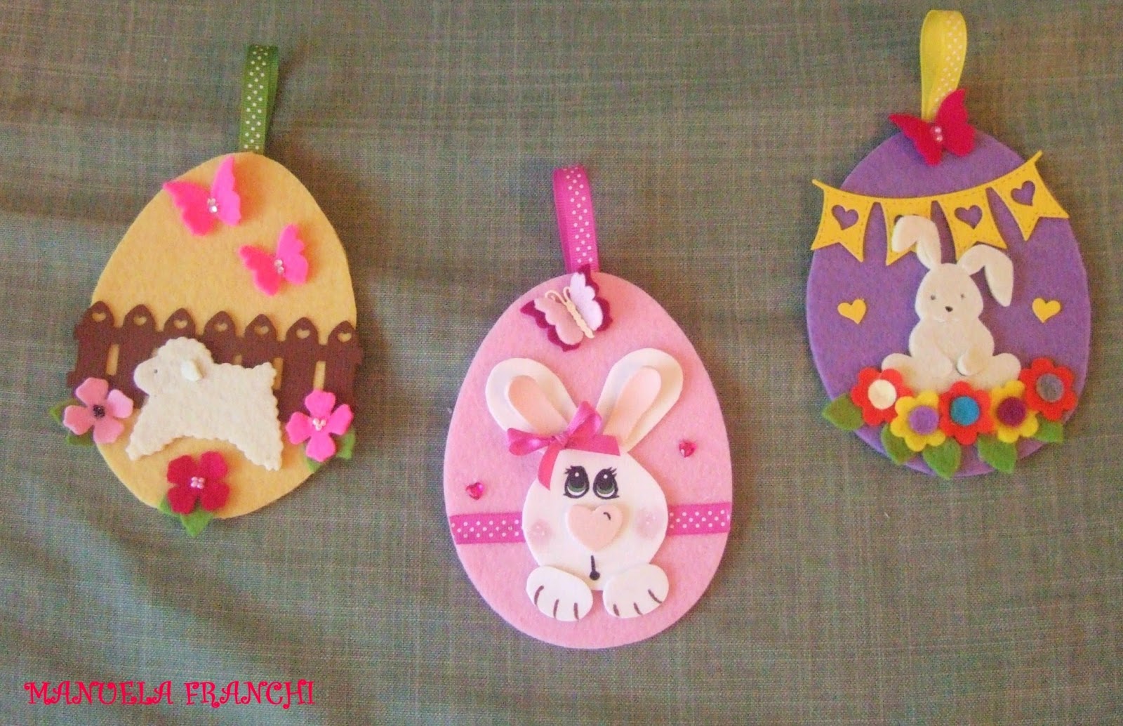 Decorazioni per uova di Pasqua in feltro, decorazioni floreali primaverili (set da 3) - Italia