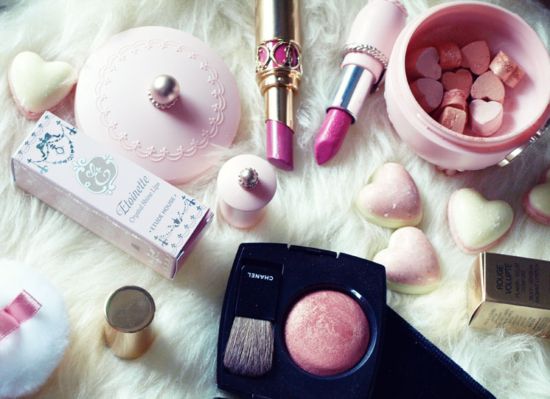 chanel pink heart makeup