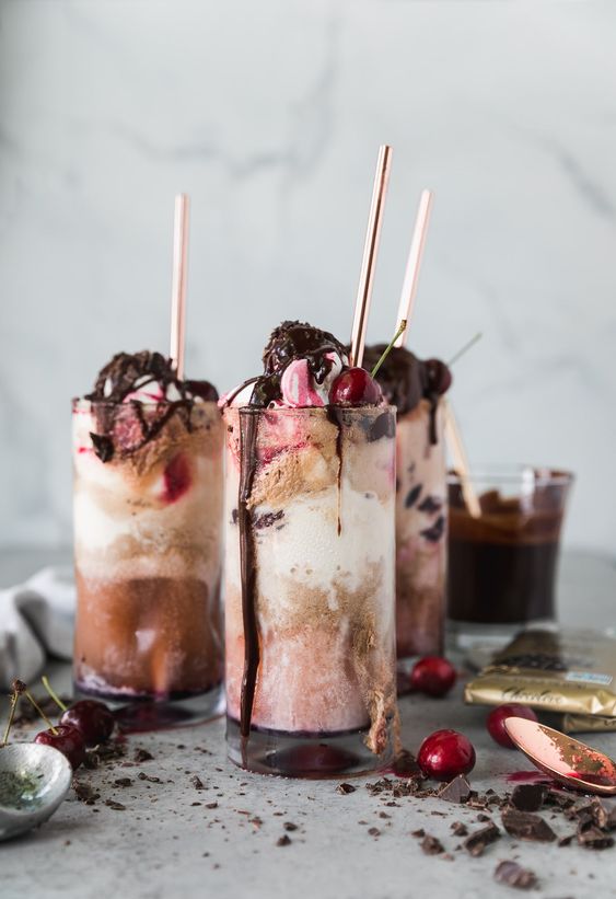Dark Chocolate Cherry Bourbon Floats Simple Delicious Desserts