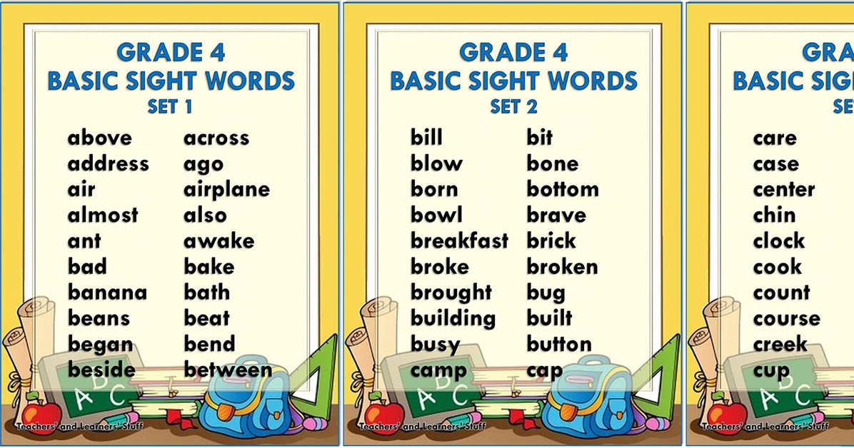 BASIC SIGHT WORDS Grade 4 Free Download DepEd Click