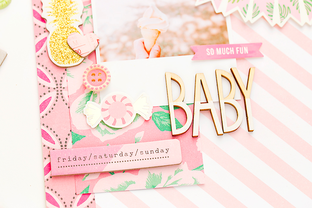 Crate Paper Pink Scrapbook Page detail scrapbook page @SandraDietrich for @CratePaper