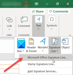 Создание цифровой подписи в Excel