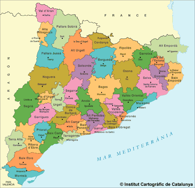 Catalonia Tourism Map Area | Map of Spain Tourism Region and Topography