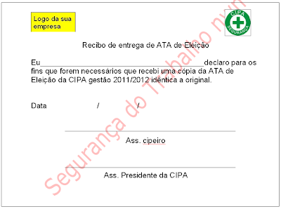 Recibo de Ata de Eleição CIPA