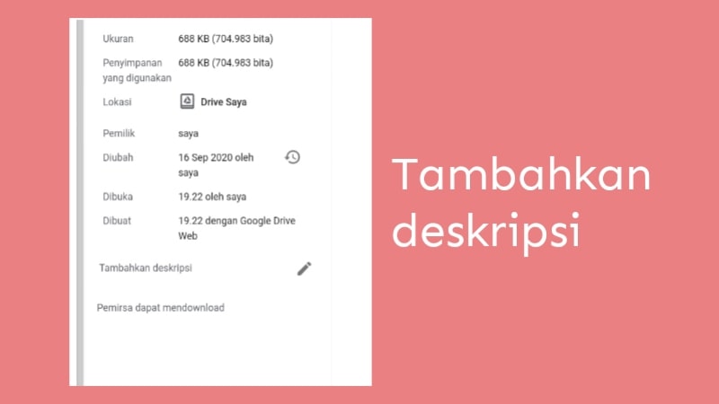 Cara menambahkan deskripsi pada file google drive