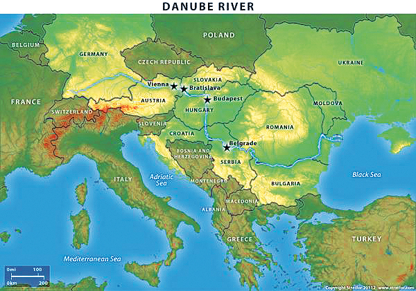 Река дунай на карте