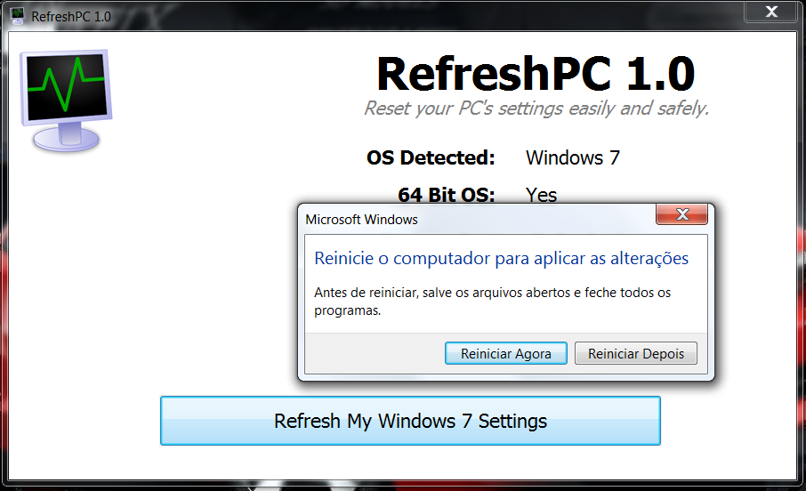 infoFUTIL: RefreshPC - Retorne seu Windows ao Original