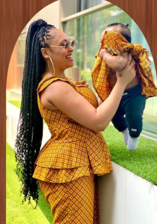 You are my Anchor- Rosy Meurer says as she shares photos of she and her son rocking their ankara wear (Photos)