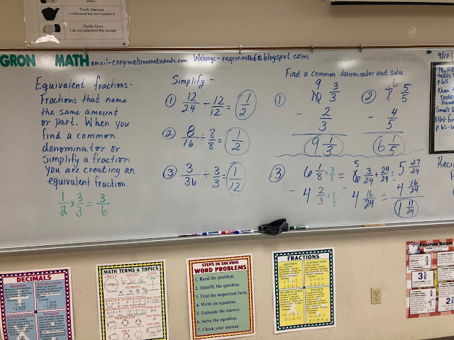 Mrs. Negron 6th Grade Math Class: Notes on Equivalent fractions