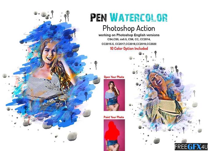 Pen Watercolor Photoshop Action Free Download Pen Watercolor Photoshop Action