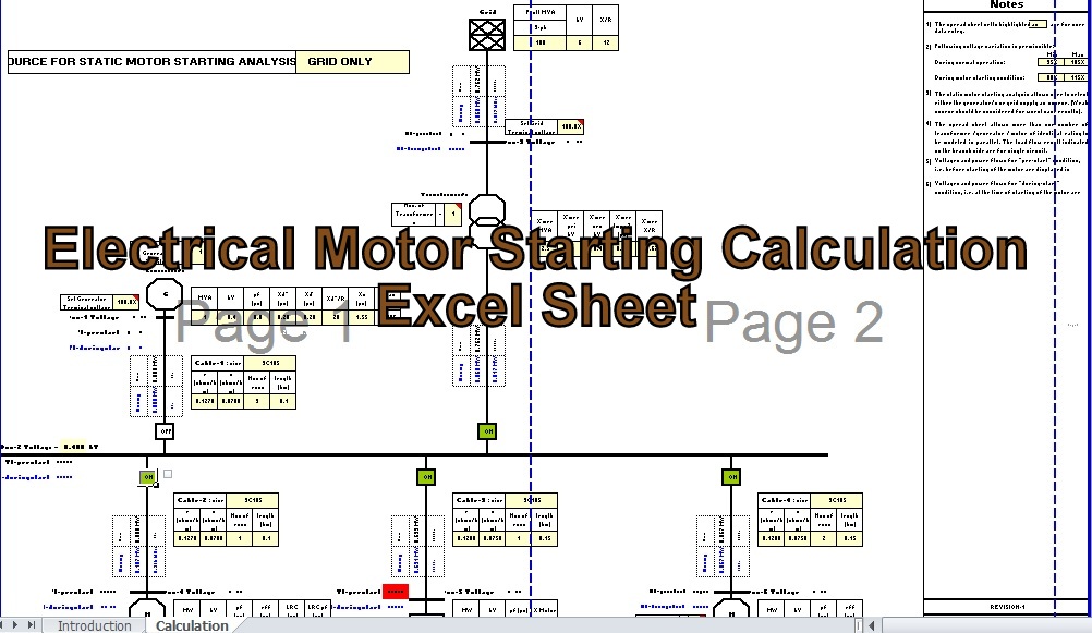 Engineeringxls Electrical Motor Starting Calculation Excel Sheet
