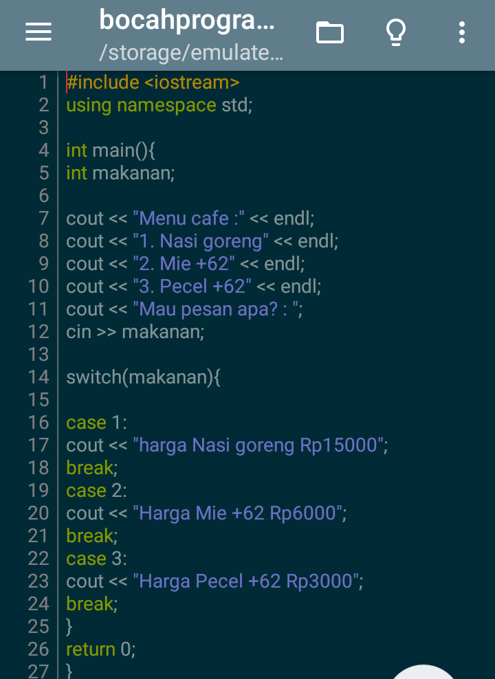 Belajar C++ part 4 switch,case,break BOCAH PROGRAMMER