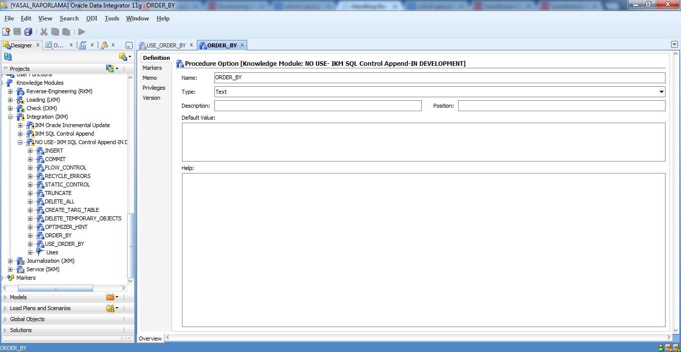 ODI KM Adding Order by Option