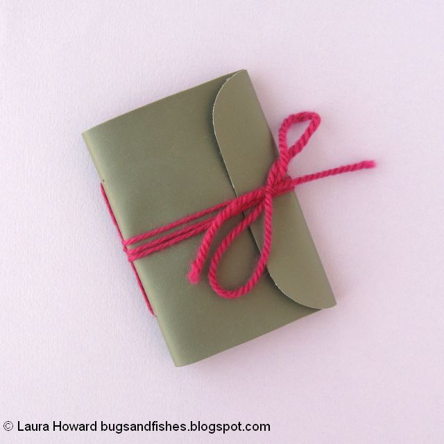 vegan leather mini notebook tutorial: the front of the notebook