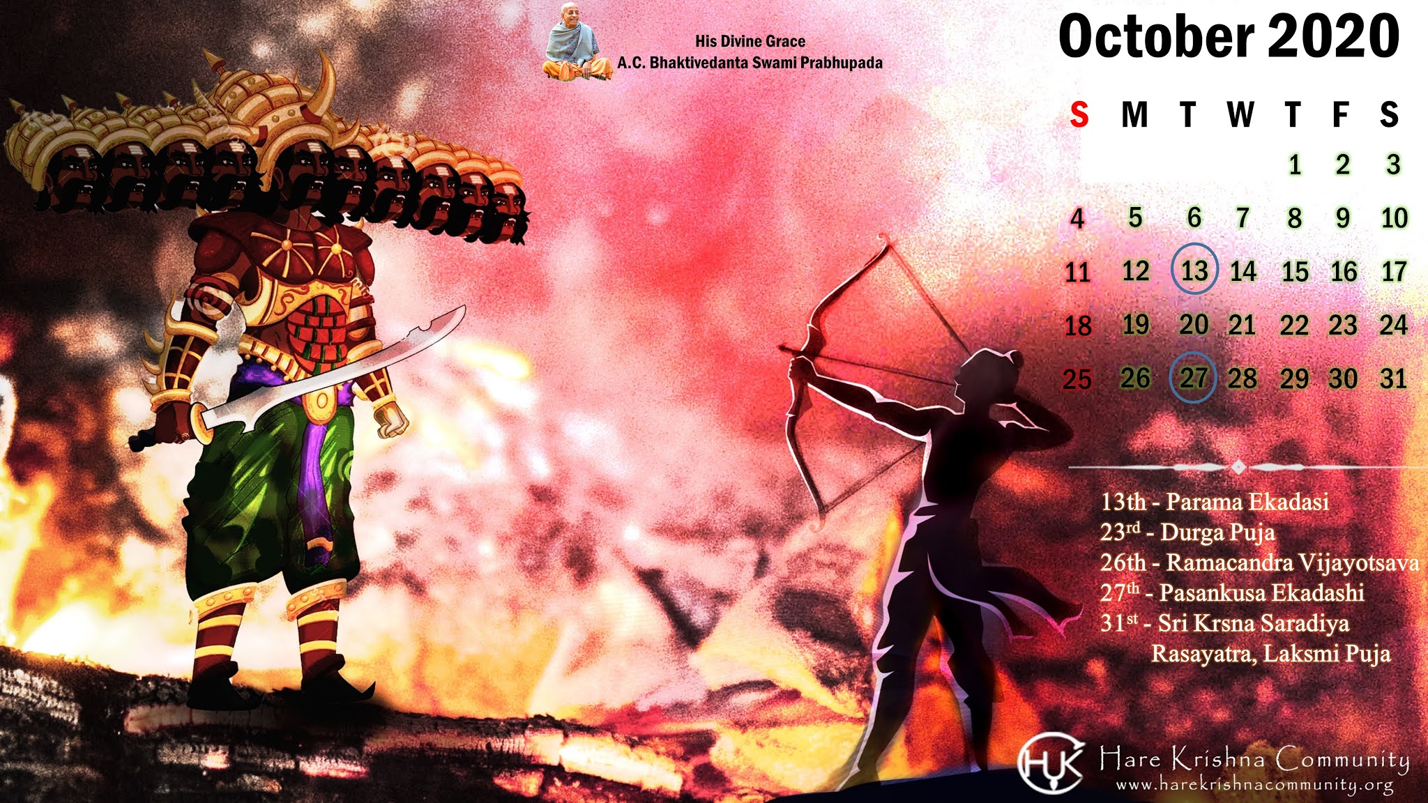 Hare Krishna Community Jaipur: Desktop Vaishnava Calendar: October 2020