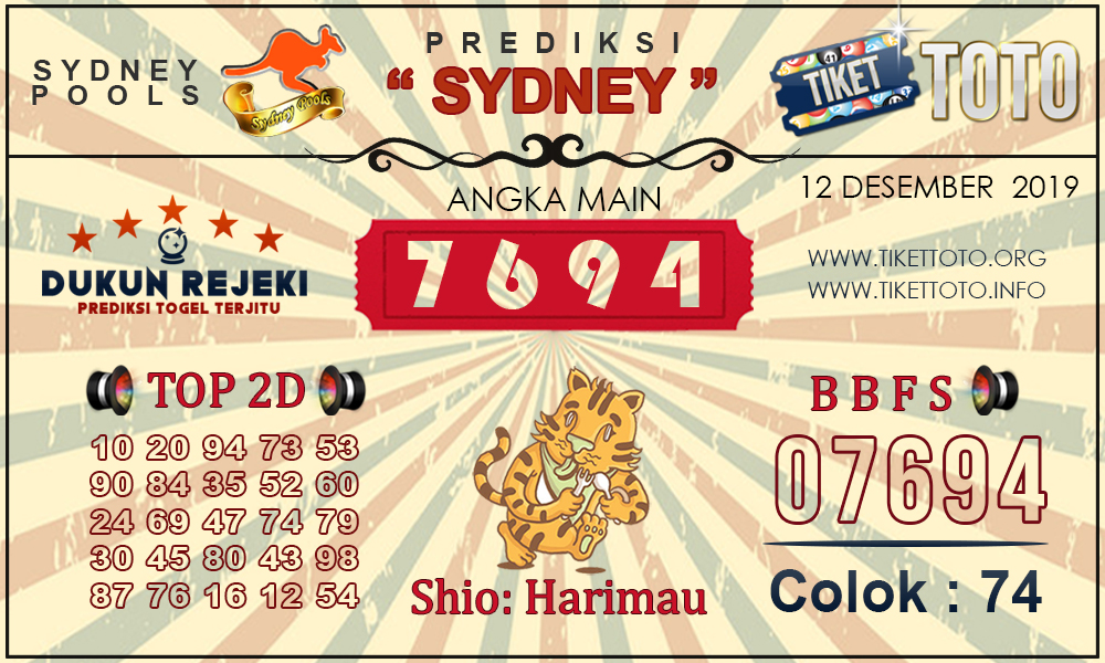 Prediksi Togel SYDNEY TIKETTOTO 12 DESEMBER 2019