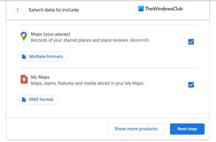 Seleccionar datos para incluir