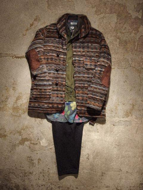 FWK by Engineered Garments Shawl Collar Knit Jacket in Orage/Brown Rib Sweater Knit Fall/Winter 2014 SUNRISE MARKET
