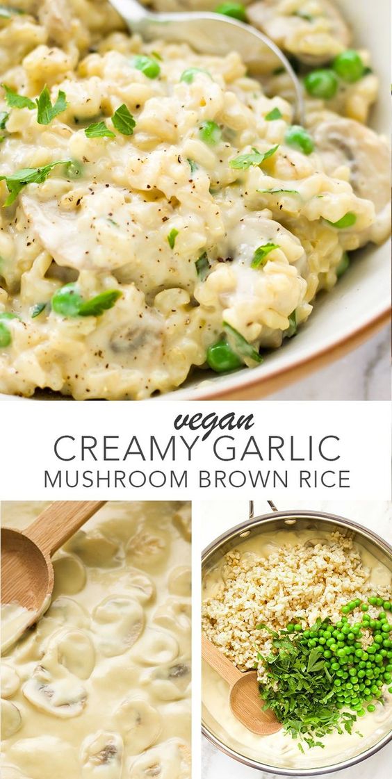 Creamy Vegan Garlic Mushroom Brown Rice Food Recipes Instant