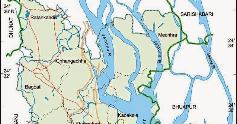 Sirajganj Sadar Upazila Map, Sirajganj District, Bangladesh