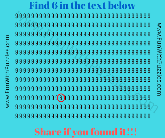 Find the Hidden 6 in the Number Puzzle Answer