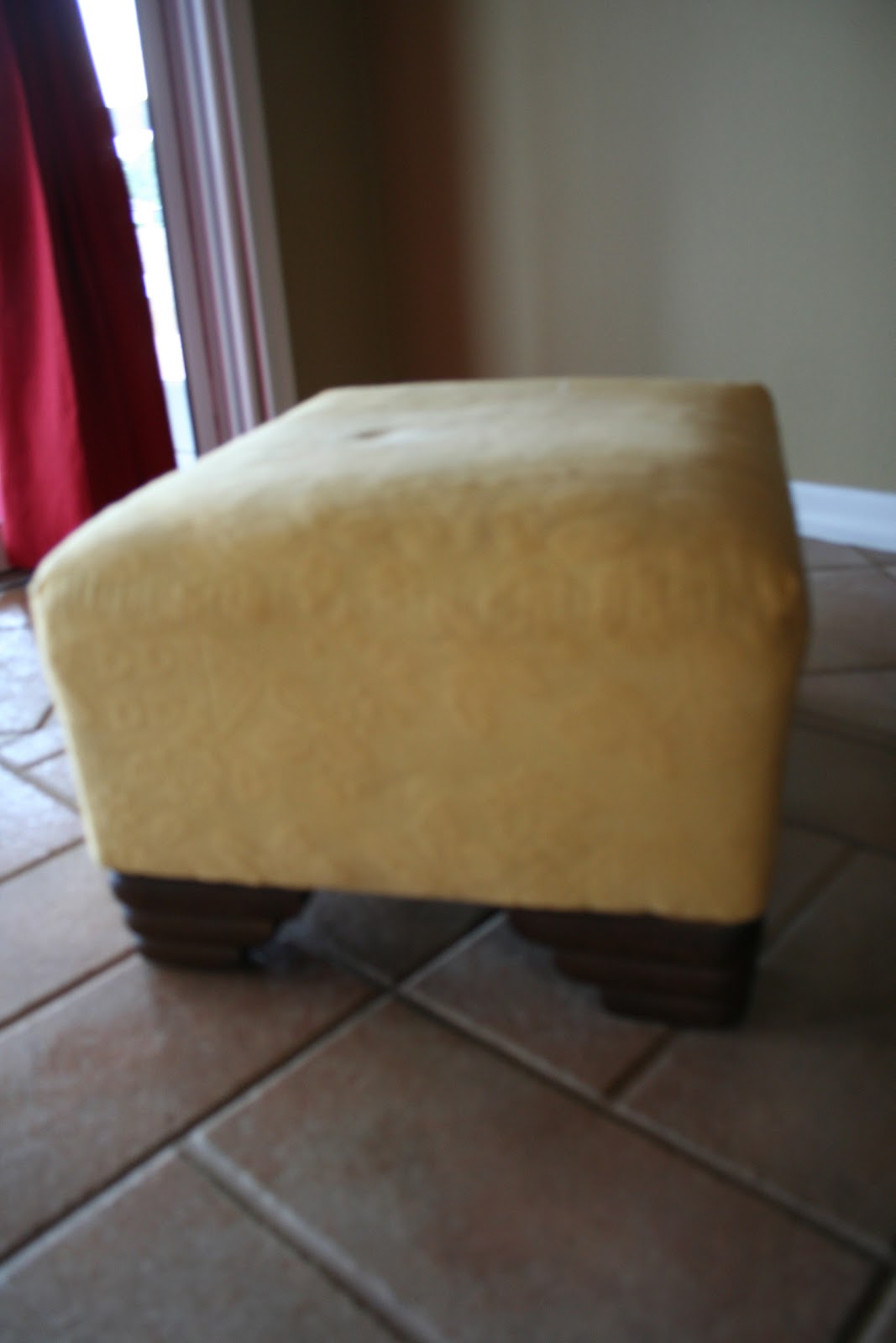 DIY180 No Sew Reupholster Antique Ottoman