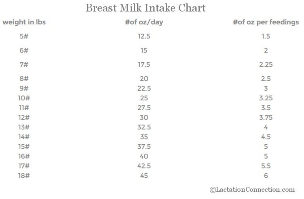 Newborn Milk Intake Chart