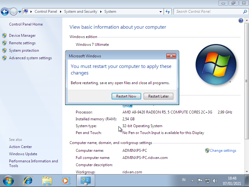 Langkahlangkah Join Domain Windows Server 2019 Menggunakan Windows 7