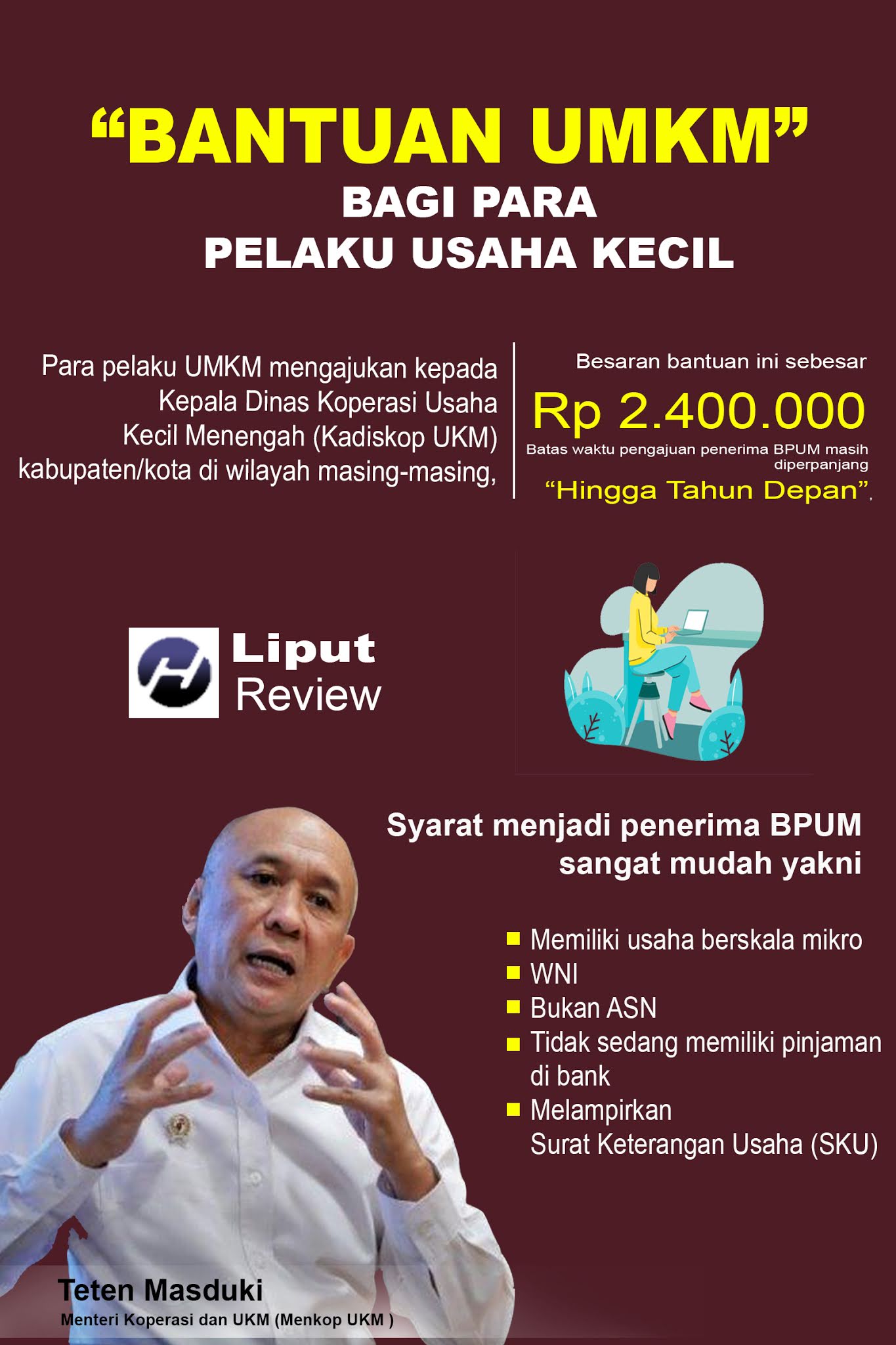 Bantuan UMKM (BPUM) Tersedia Hingga Tahun Depan, Simak Syarat dan Cara Memperolehnya