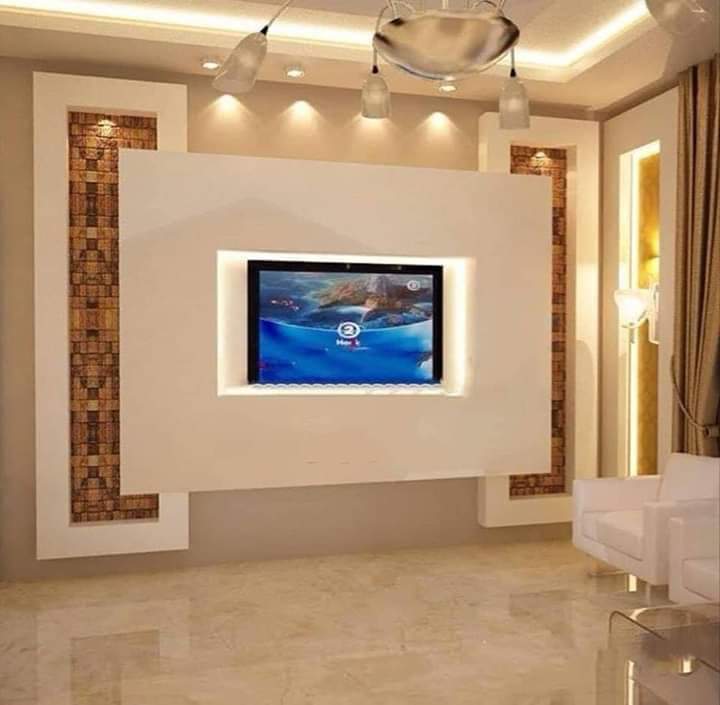 بلازمات جبسأحدث ديكورات جبس للتيليفيزيون LCD الجبس حرفتي DECORATION