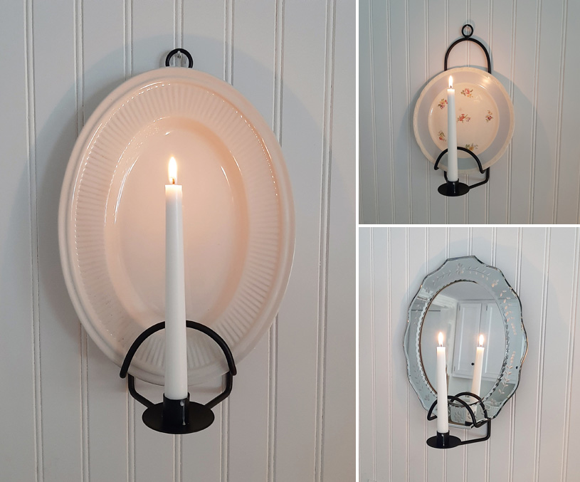 Wall Mounted Plate Rack with Candle Holder Mallize