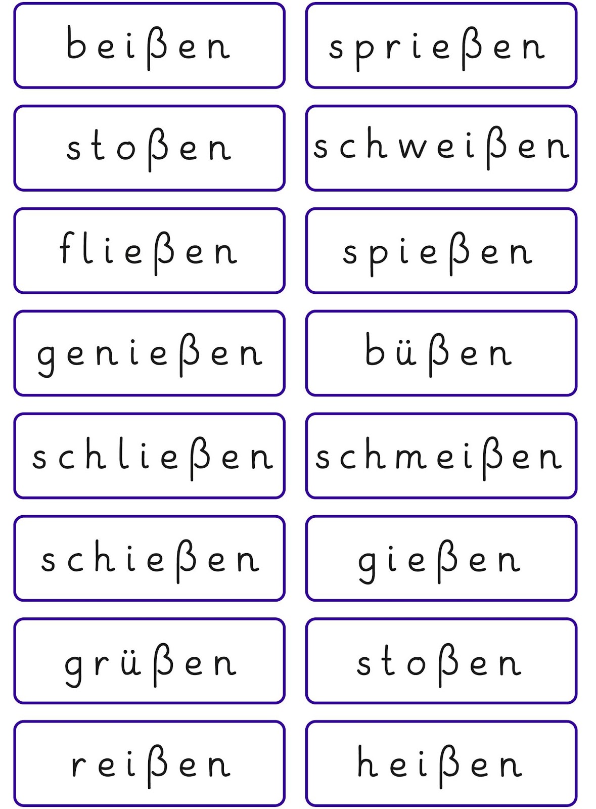 Lernstübchen: Wortkarten mit ß - Wörtern