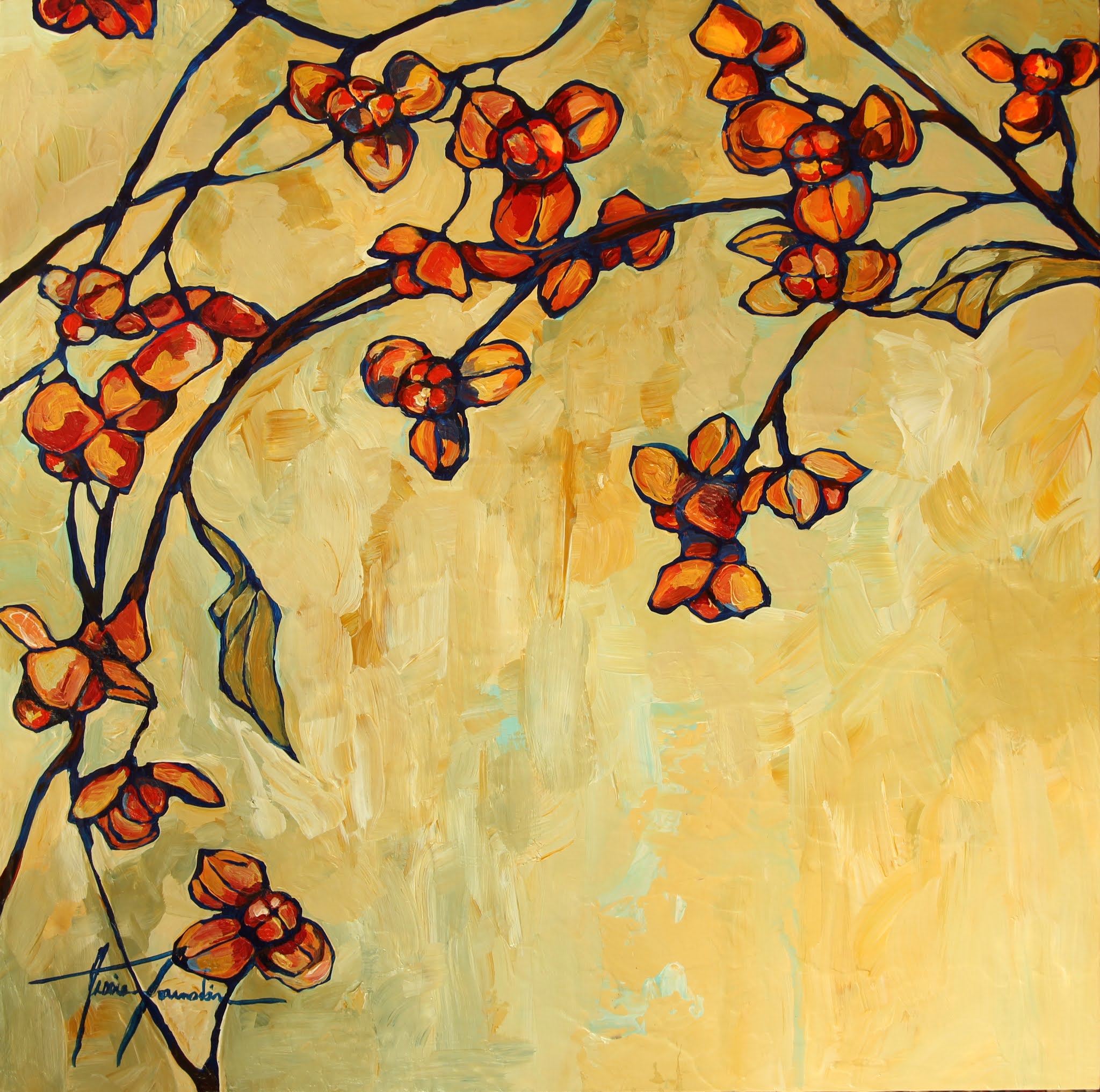 Jessie Townsdin Stolzman works in paint Bittersweet Burst *SOLD