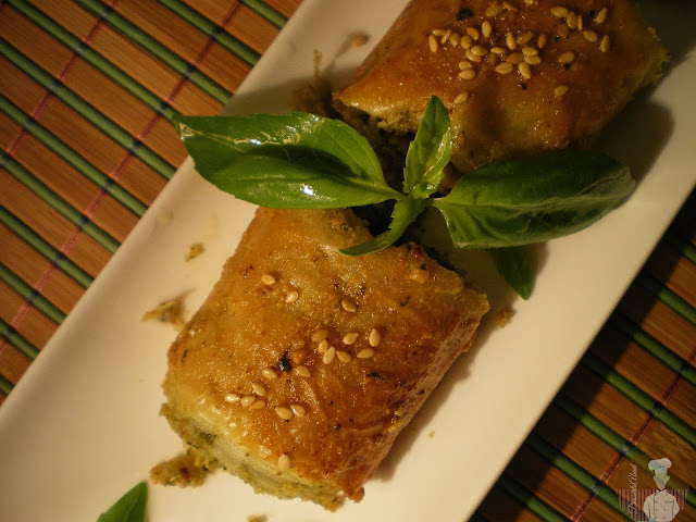 Baklava de pesto de albahaca y nueces