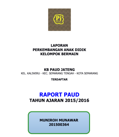 Contoh Format Raport Paud Tk Dimasa Pandemi Black Scripts