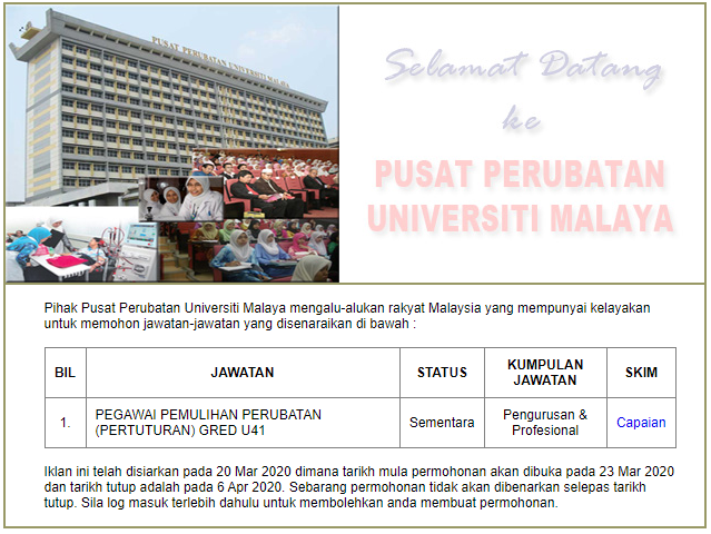 Jawatan Kosong Terkini Di Pusat Perubatan Universiti Malaya Ppum Appjawatan Malaysia