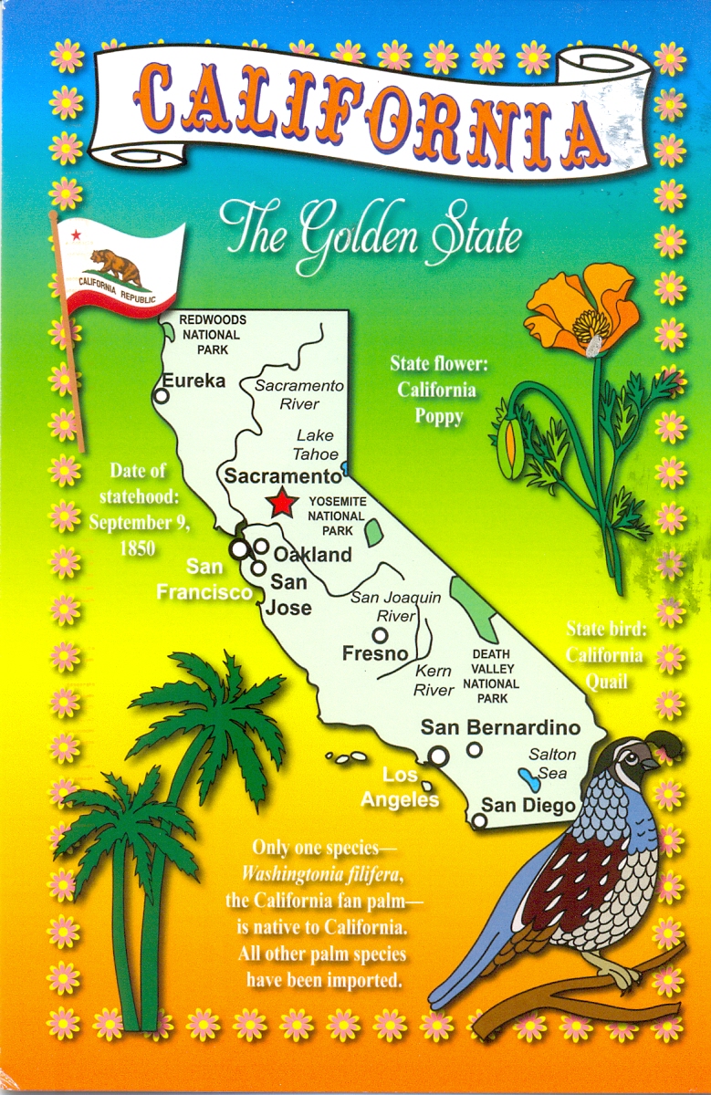 Postcards Around The World California Map postcards-around-the-world-california-map