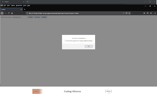 18 Develop a JavaScript program Creating and Reading of Cookies, After ...