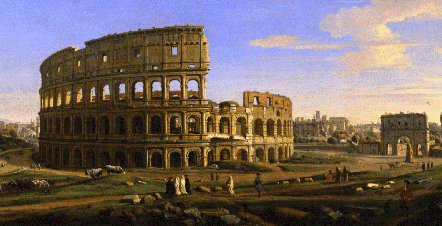 View of the Colosseum whit the arch of Constantine, 1707