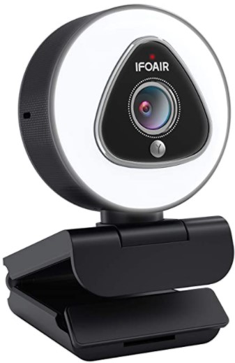IFOAIR 1080p Webcam with Ring Light