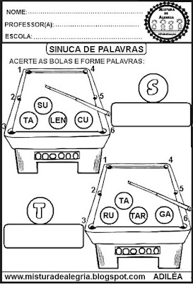 Atividades de alfabetização,formação de palavras