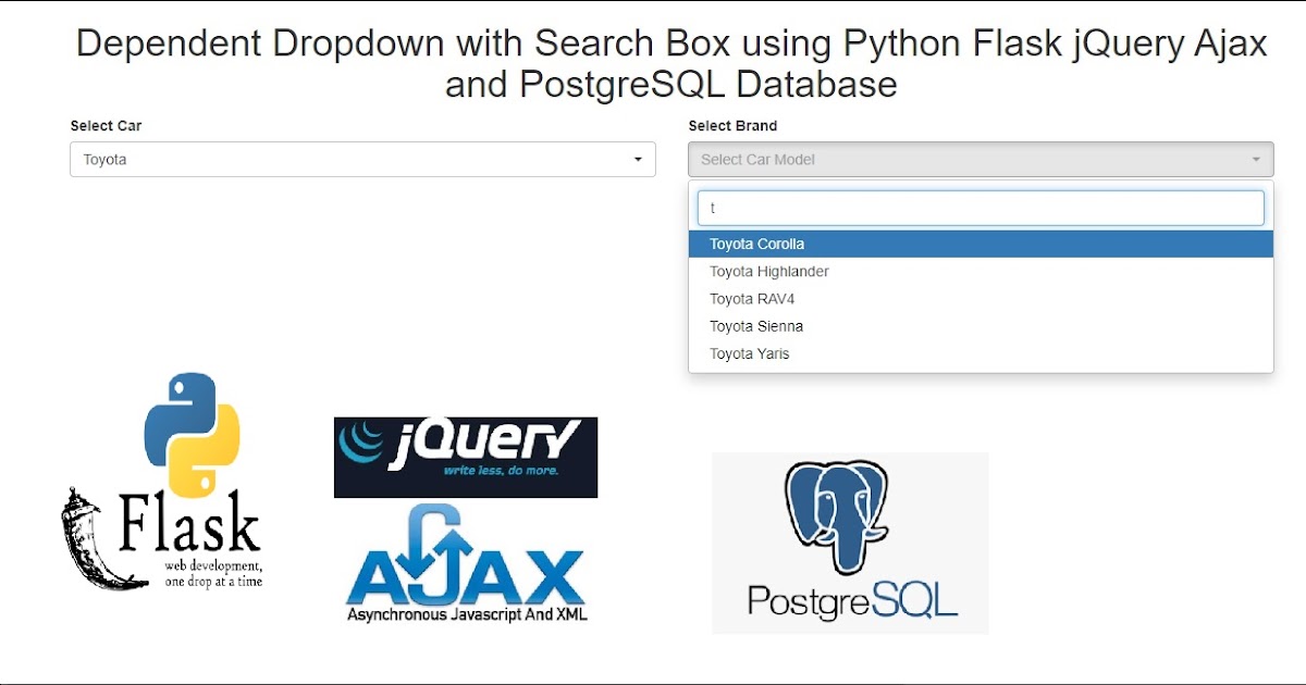 Dependent Dropdown with Search Box using Python Flask jQuery Ajax and