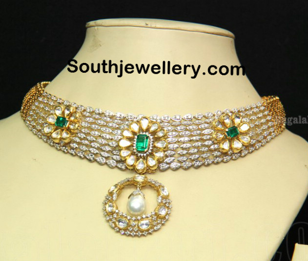 Dazzling Diamond Kundan Necklace Indian Jewellery Designs