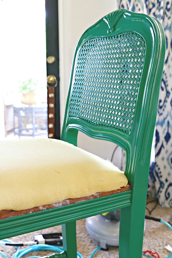 HOW TO RECOVER AN UPHOLSTERED NONREMOVABLE CHAIR SEAT BARSTOOL REUPHOLSTERY TUTORIAL