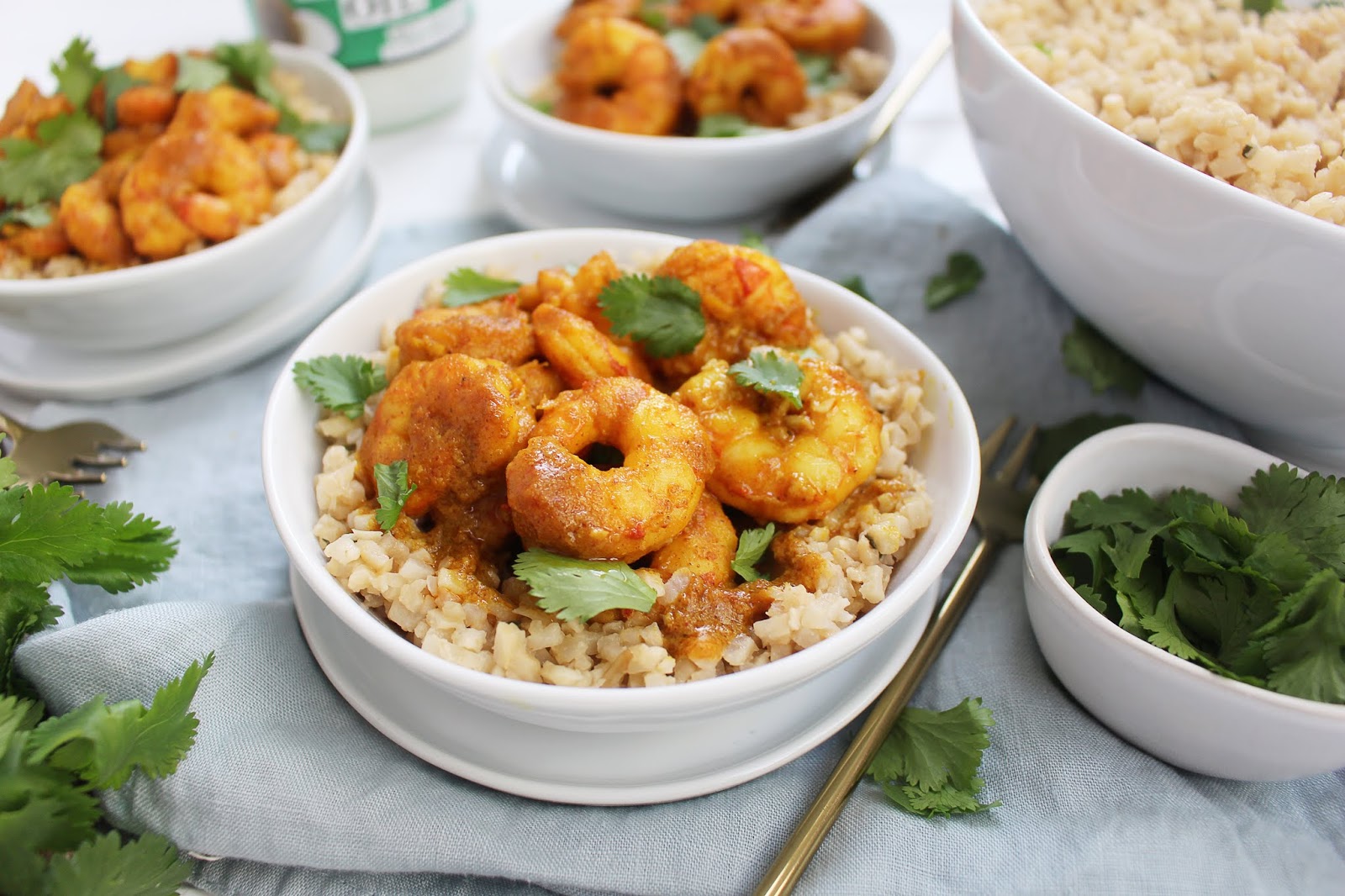 Kylee's Kitchen Lowcarb coconut lime shrimp curry with cauliflower rice