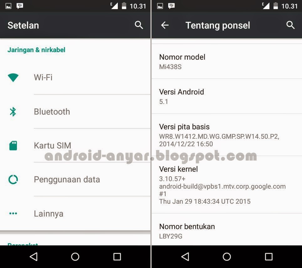 Screenshot Setelan dan Tentang Ponsel Nexian Journey1 dengan Android 5.1 Lollipop