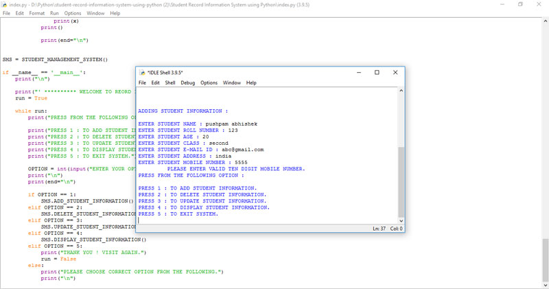 Student Management System in Python With Source Code - Free Source code ...
