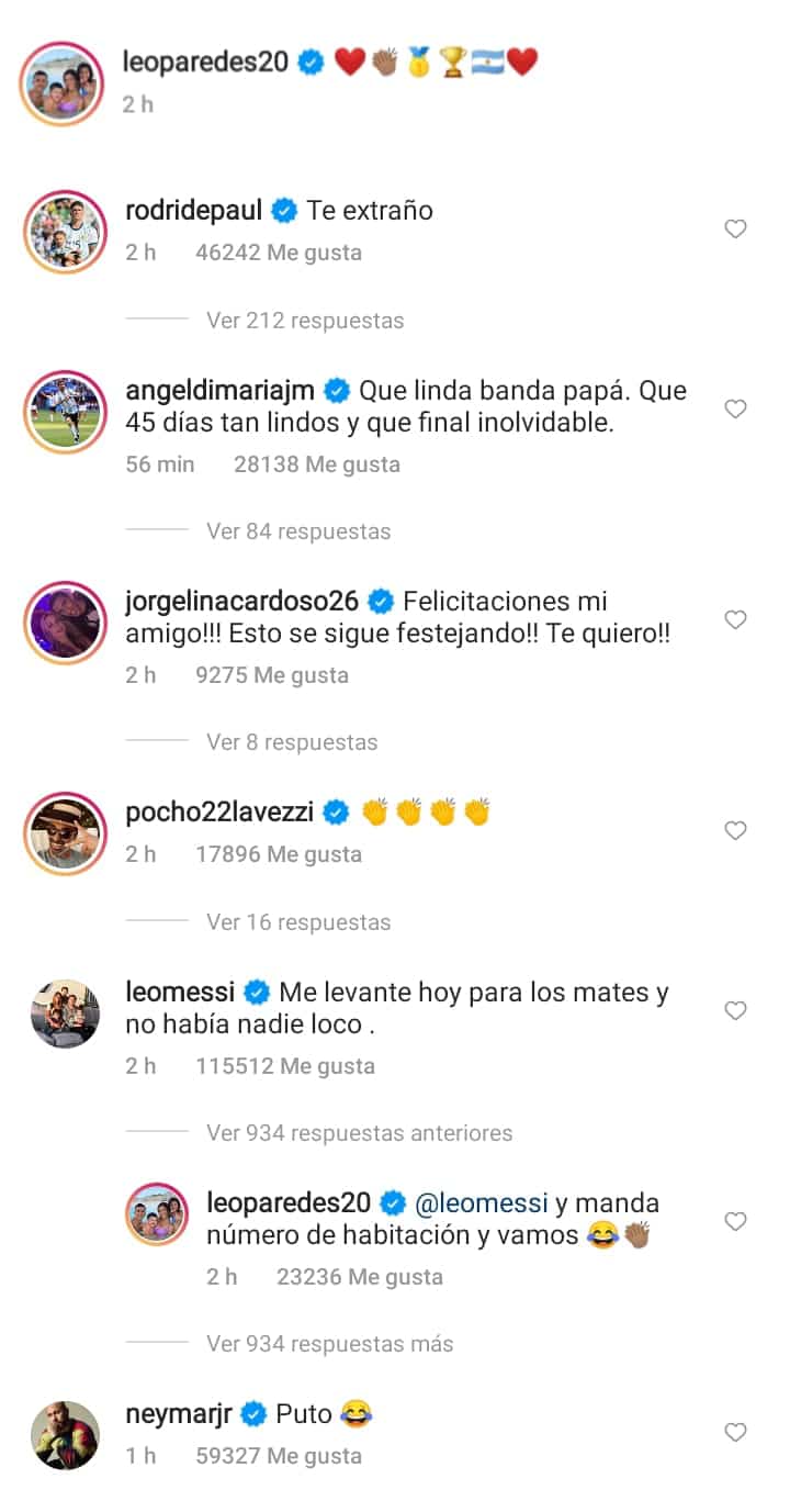 El divertido ida y vuelta en Instagram entre Messi y varios jugadores de la Selección Argentina
